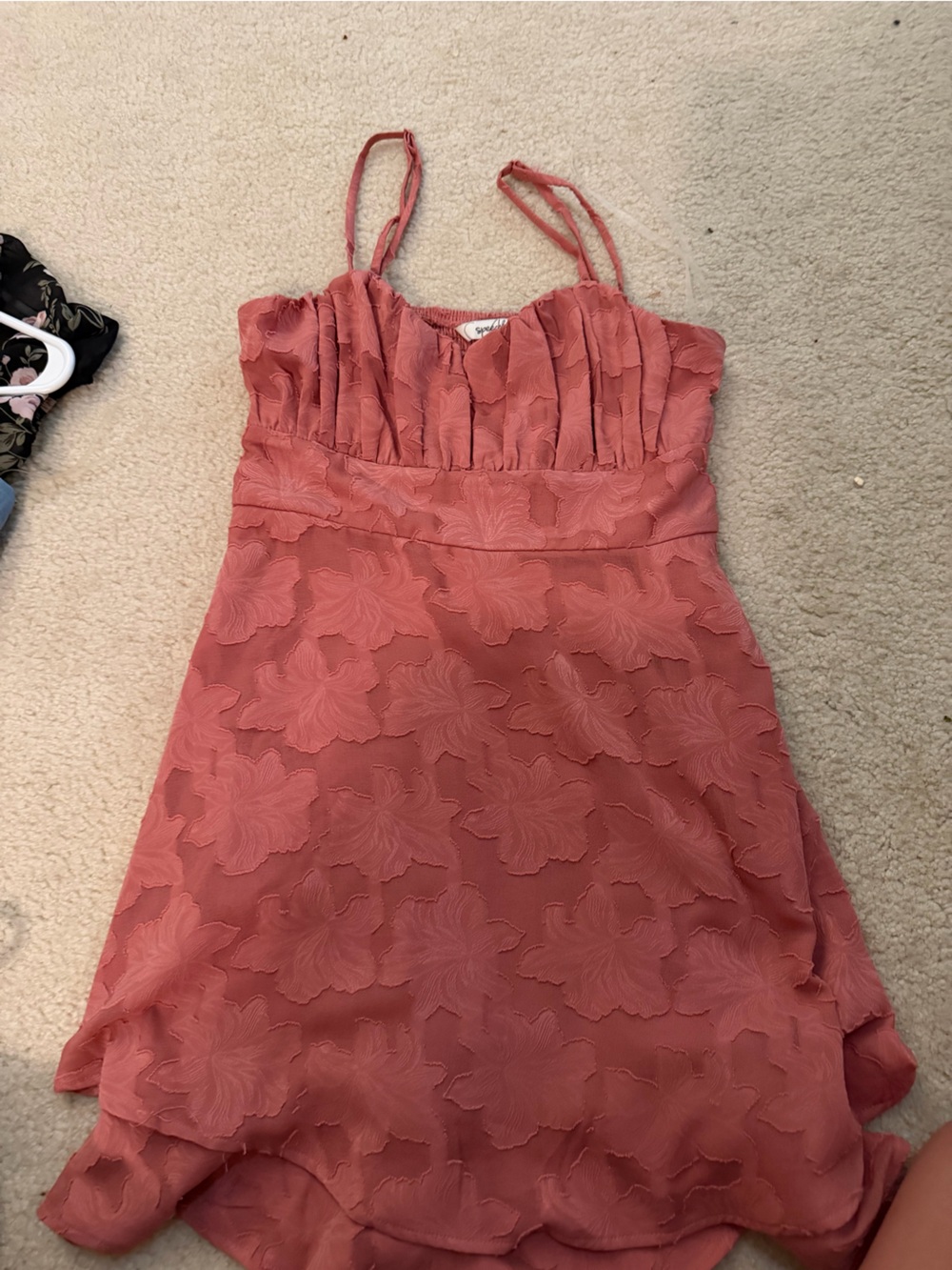 Speechless Rust Pink Floral Textured Spaghetti Strap Cami